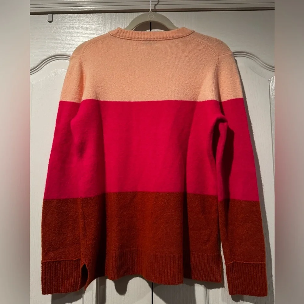 J. Crew Pink and Brown Colorblock Crewneck Sweater - Size M